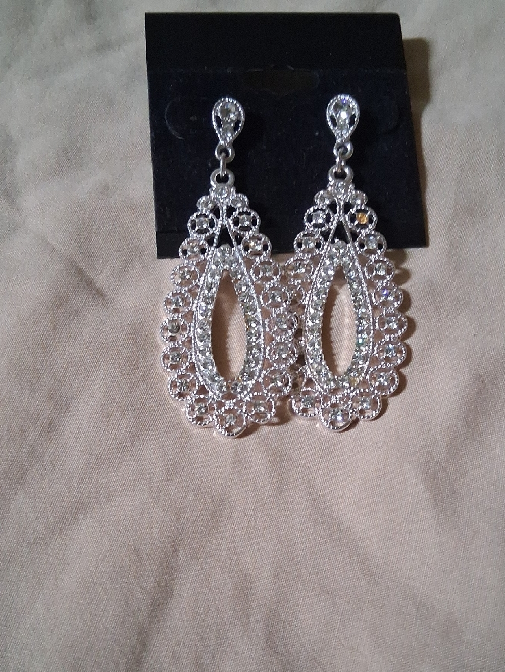 Elegant Silver-Tone Crystal Dangle Earrings